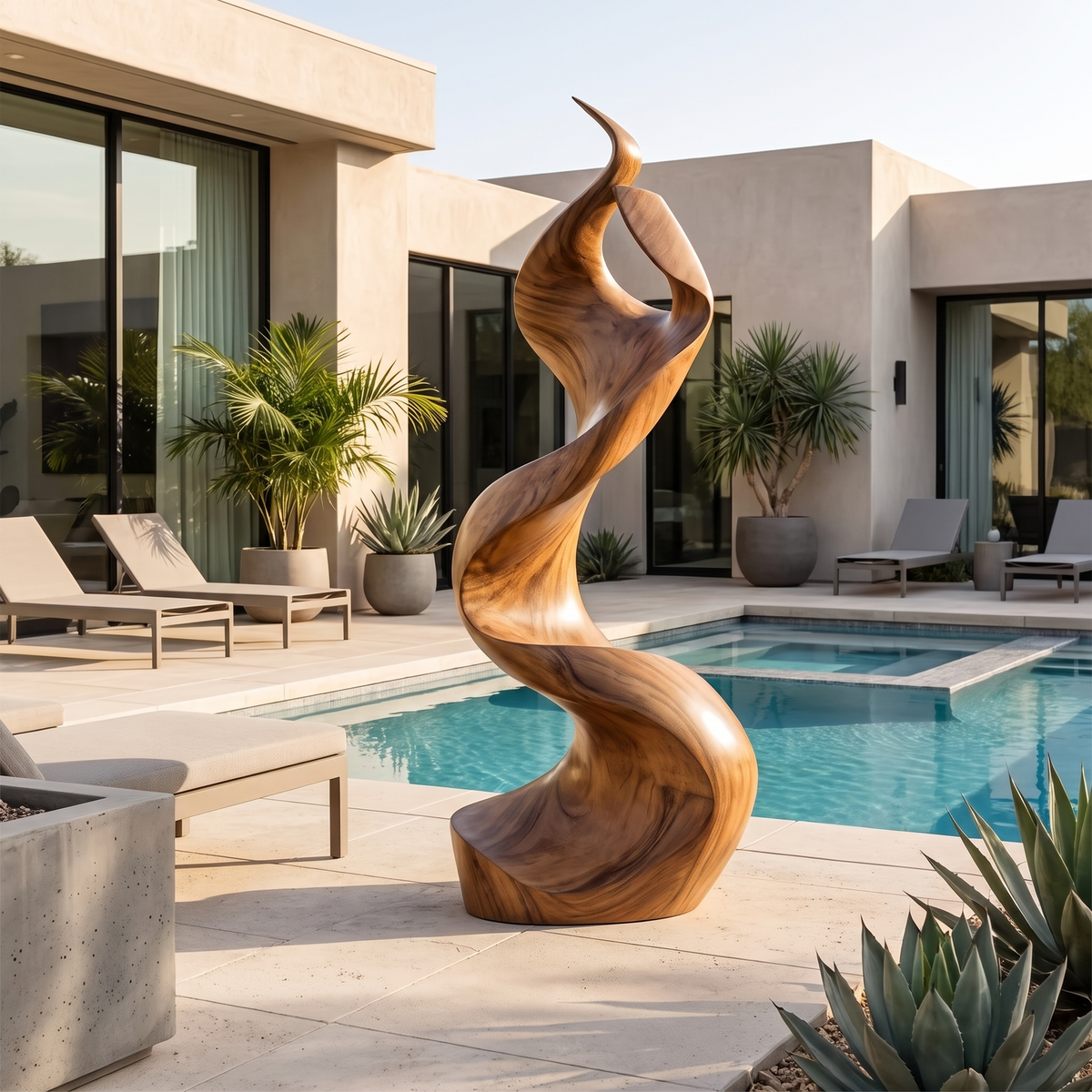 Rustic Large Wooden Sculpture For Furniture Art Feature