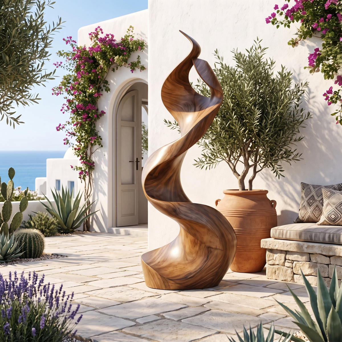 Rustic Large Wooden Sculpture For Furniture Art Feature