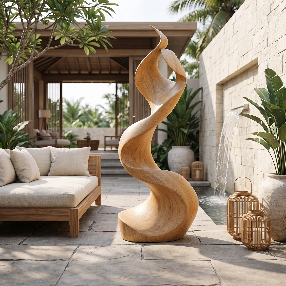 Rustic Large Wooden Sculpture For Furniture Art Feature