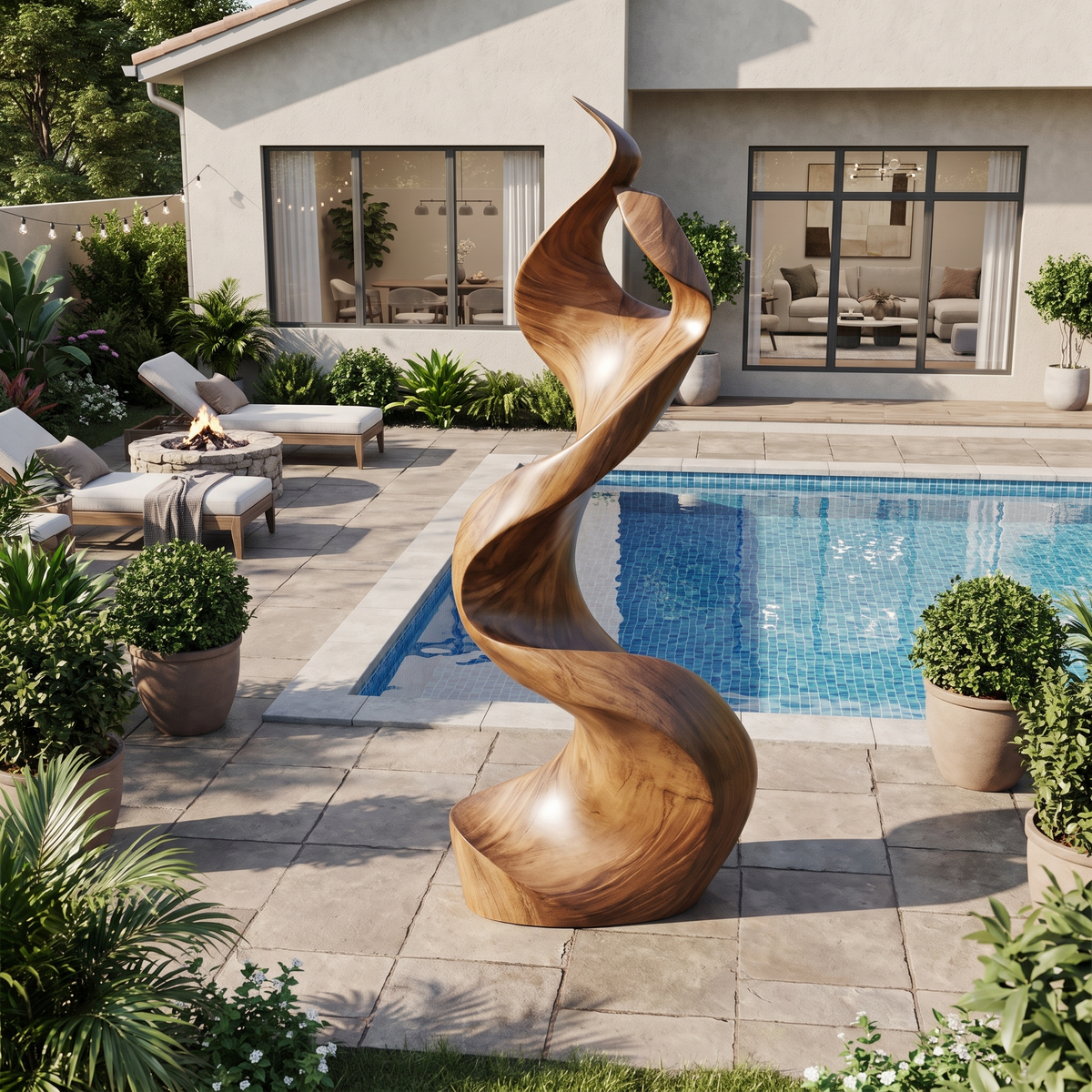 Rustic Large Wooden Sculpture For Furniture Art Feature