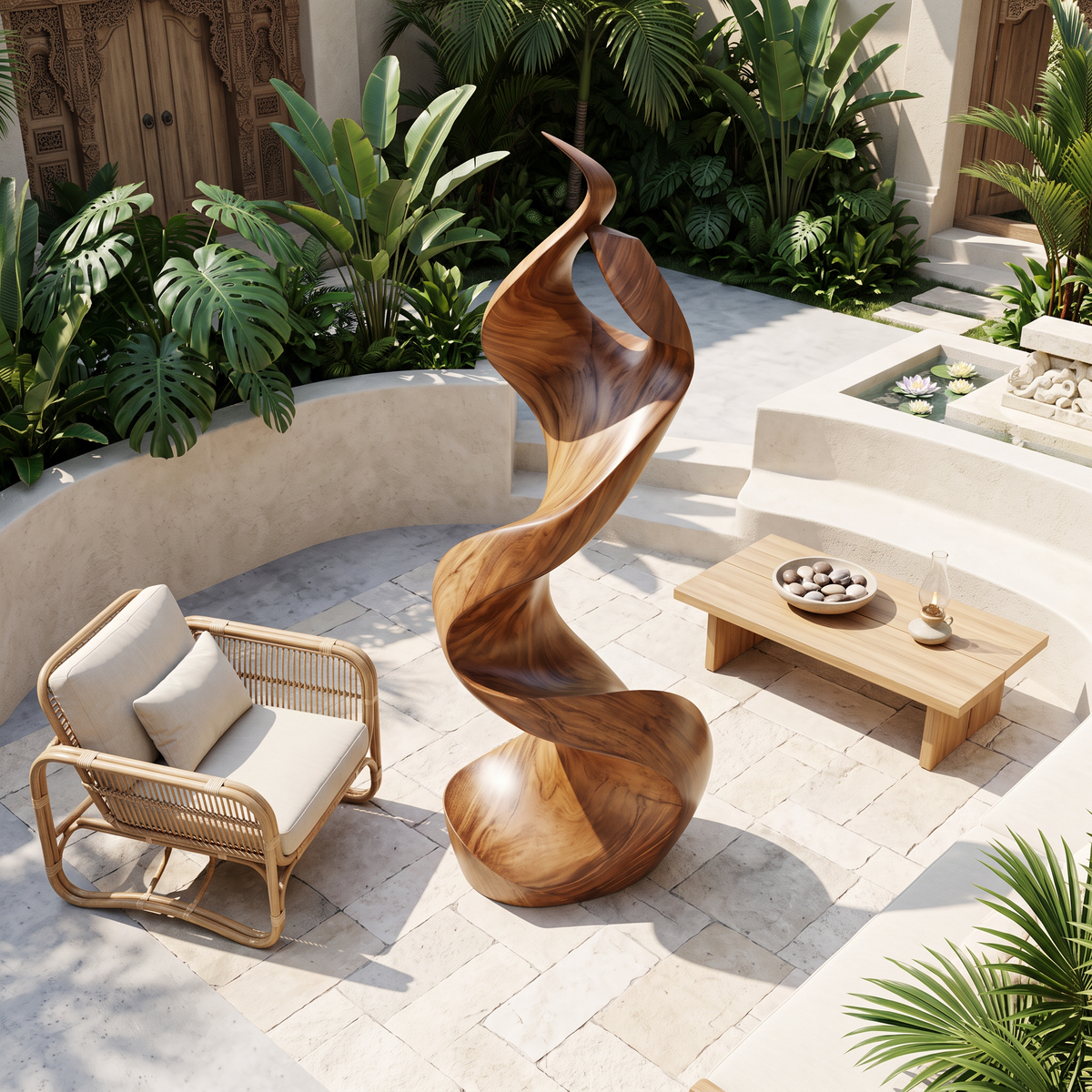 Rustic Large Wooden Sculpture For Furniture Art Feature