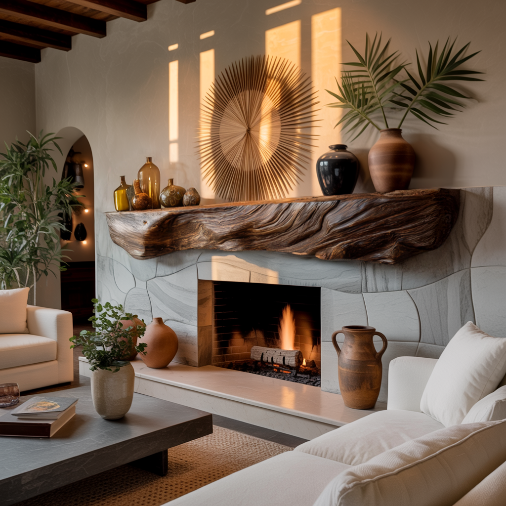 Calen Live-Edge Solid Wood Fireplace Mantel Shelf