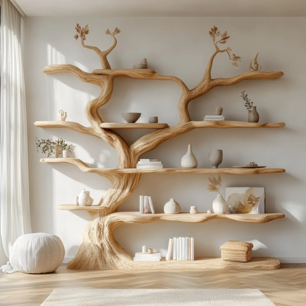 Elarwood Sculpted Solid Wood Tree Bookshelf