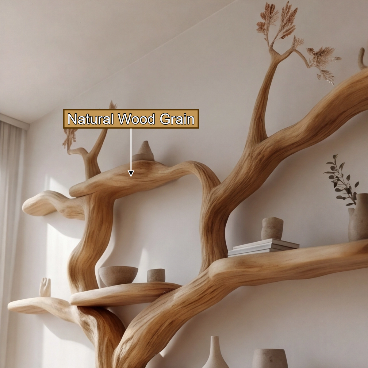 Elarwood Sculpted Solid Wood Tree Bookshelf