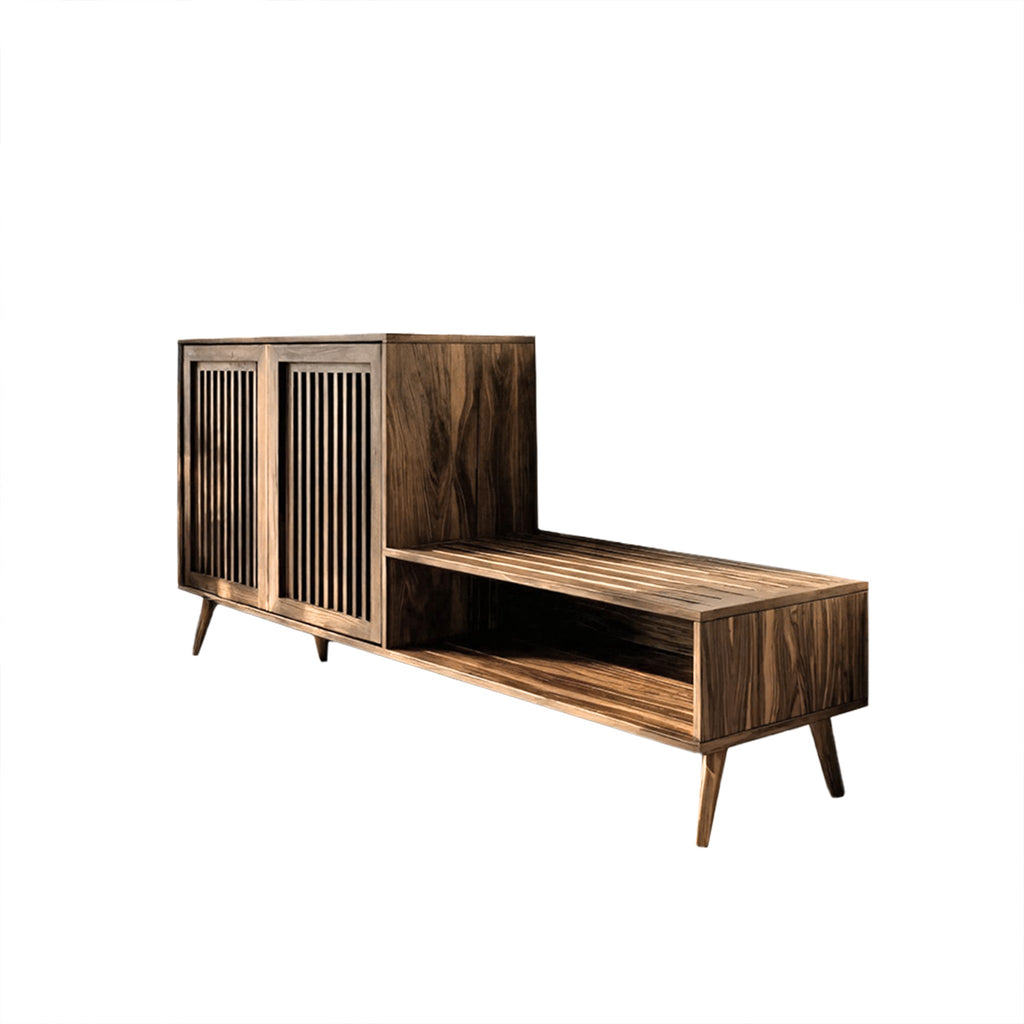 Lioren Solid Wood Entryway Bench Shoe Rack With Storage And Low Cabinet