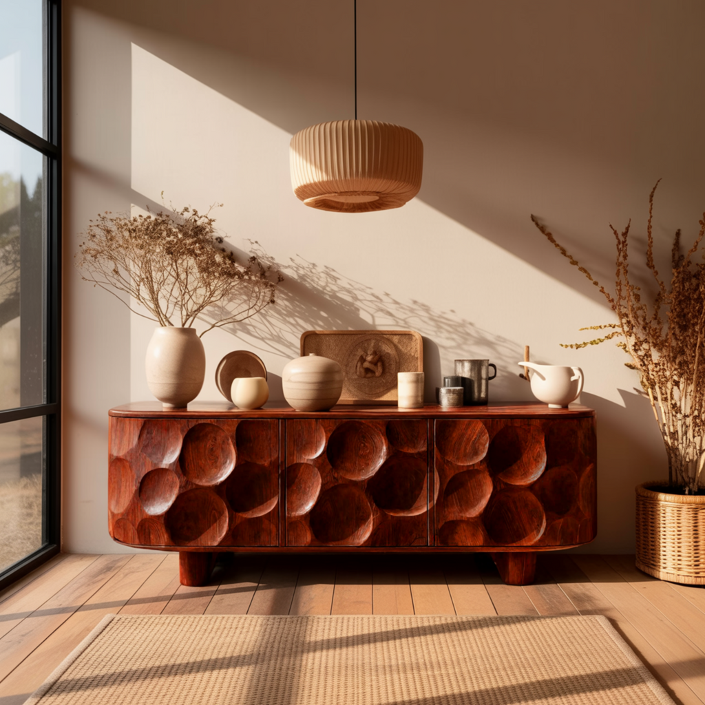 Orva Sculpted Solid Wood Sideboard Cabinet