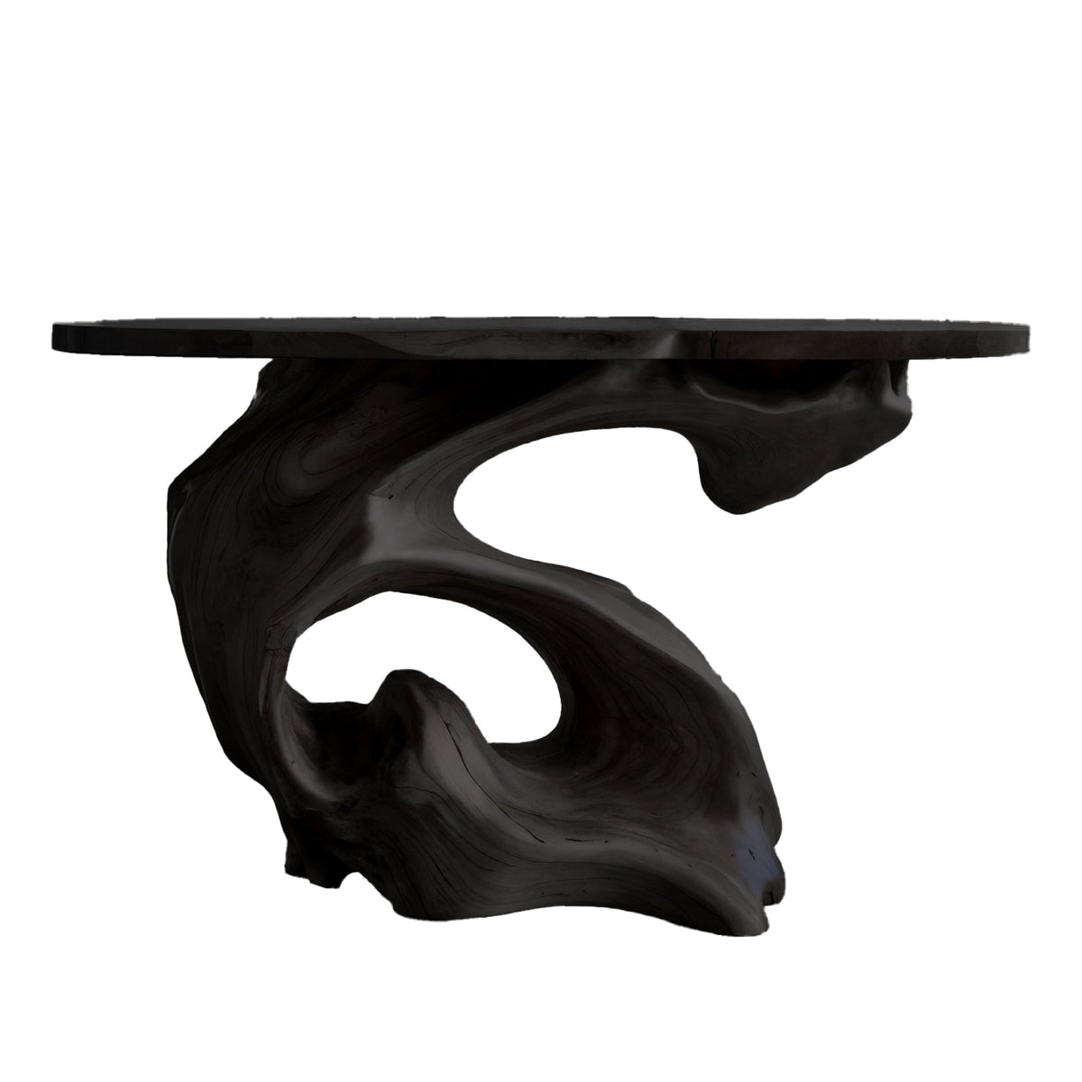 Sculptural Solid Wood Console Table