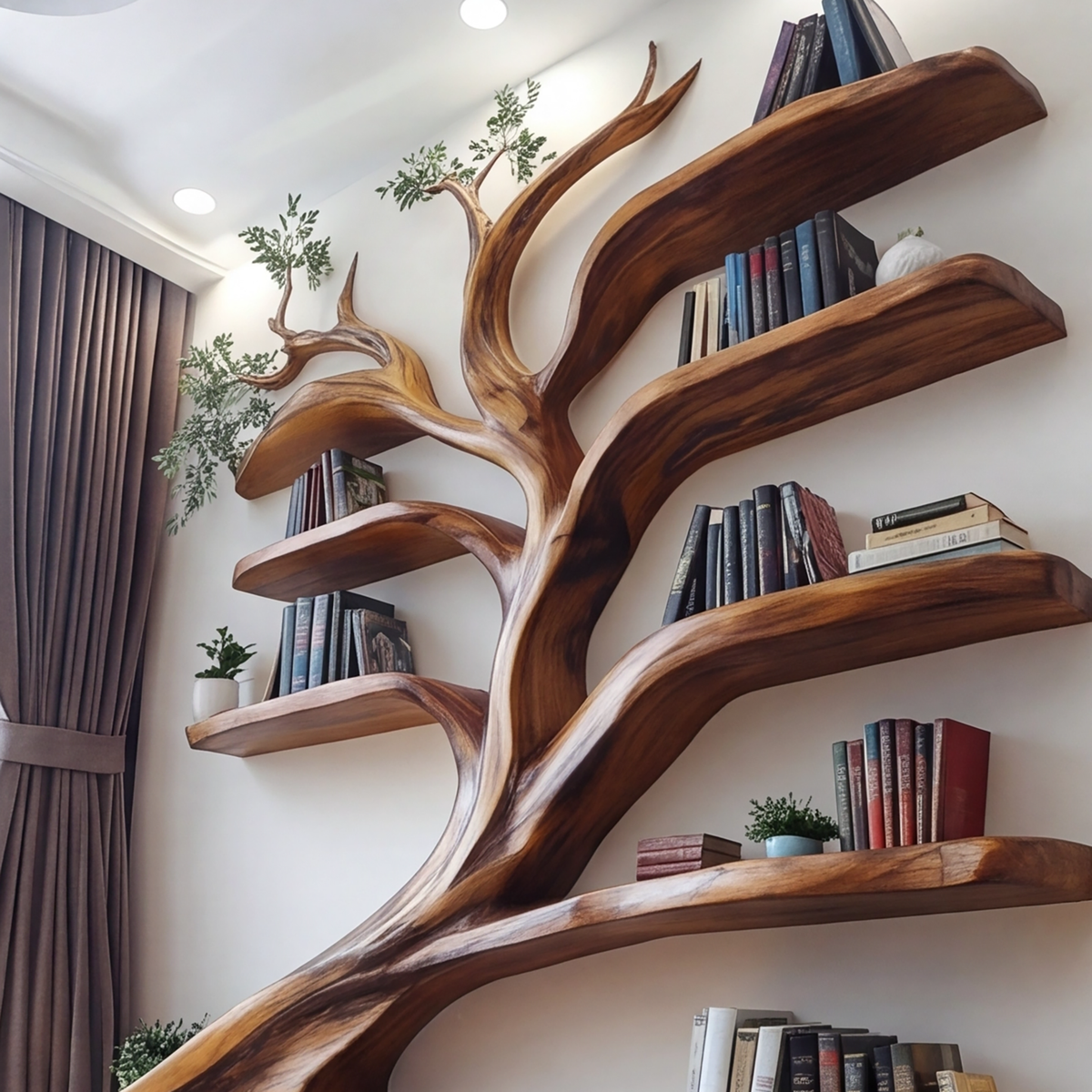 Sylvara Flow Handcrafted Live Edge Tree Bookshelf