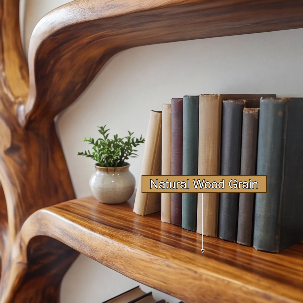 Sylvara Flow Handcrafted Live Edge Tree Bookshelf
