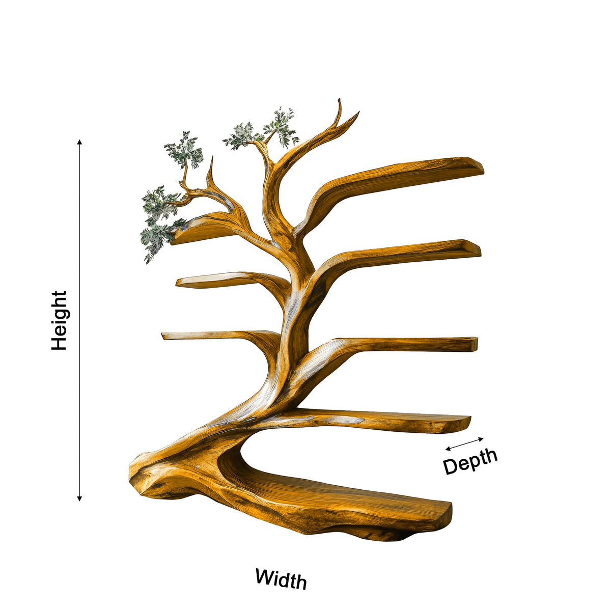 Sylvara Flow Handcrafted Live Edge Tree Bookshelf