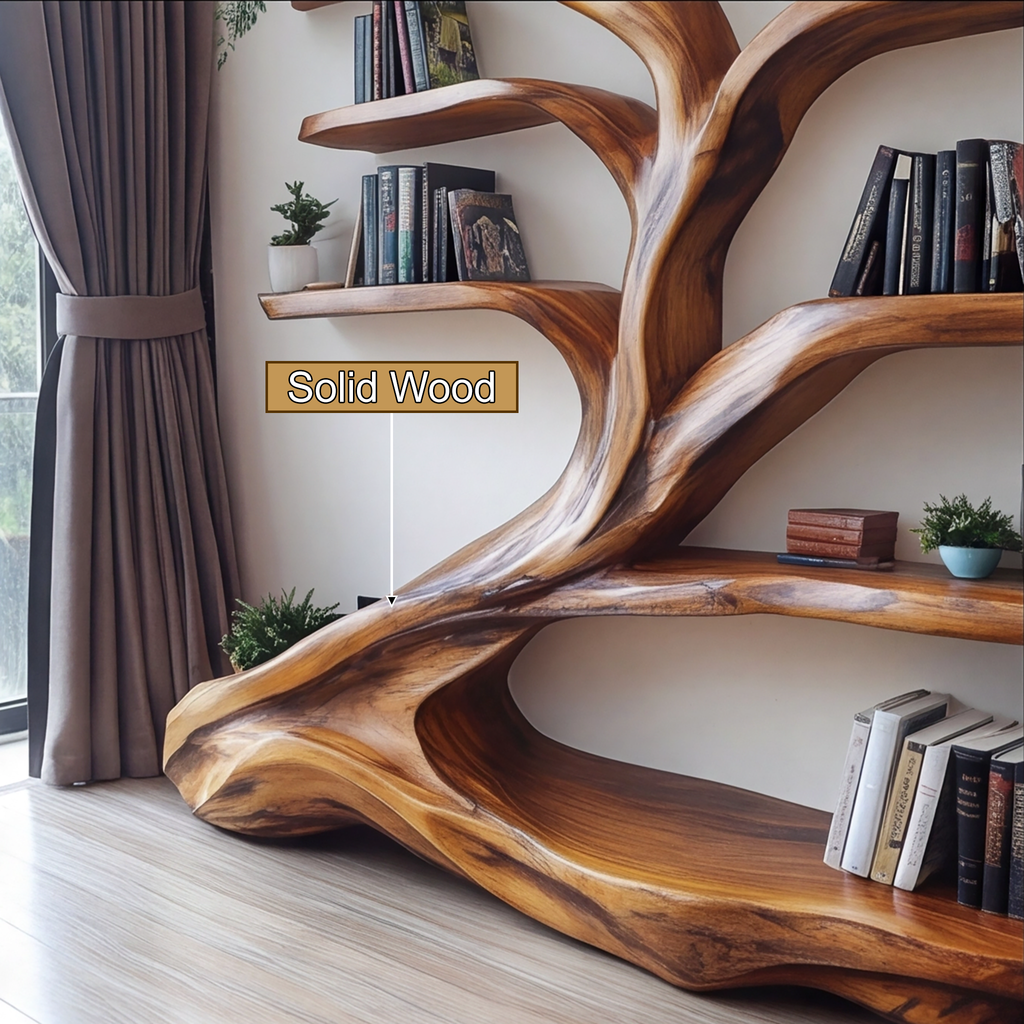 Sylvara Flow Handcrafted Live Edge Tree Bookshelf