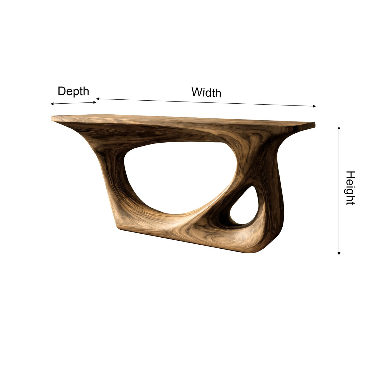 Virel Sculpted Solid Wood Console Table